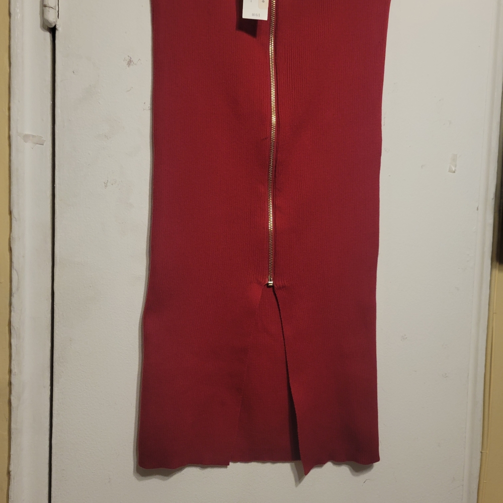 Love Republic Women's Zippered  Ribbed Knitted Red Midi Size M/L